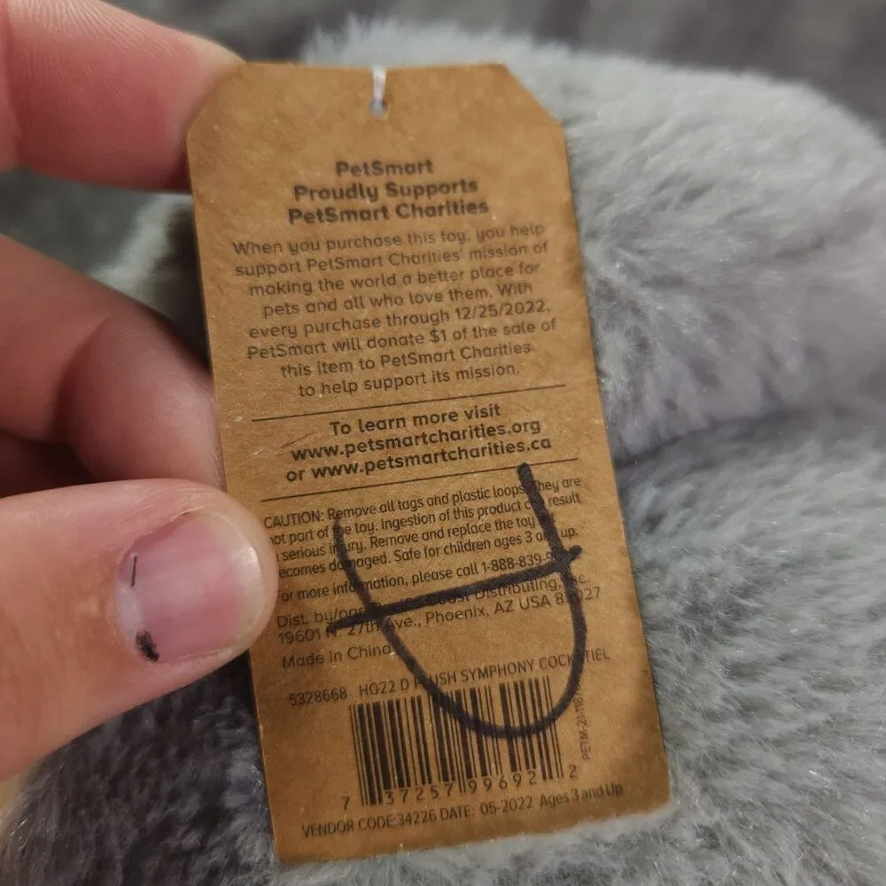Petsmart 2022 Symphony the Gray Cockatiel Bird Plush 14